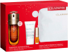 CLARINS DOUBLE SERUM מארז סרום + מסכה + ליפ אויל + תיק רחצה