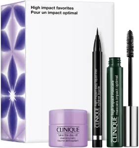 CLINIQUE HIGH IMPACT סט מסיר איפור + טוש איילנר נוזלי + מסקרה מעבה