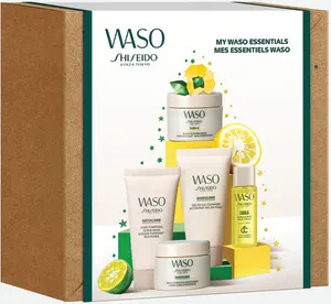 SHISEIDO WASO סט ג'ל ניקוי + קרם יום + מסכת טיהור + מסכה לשעות הלילה + סרום
