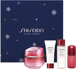 SHISEIDO ESSENTIAL ENERGY סט קרם לחות + קצף ניקוי + מי ריכוך + סרום מרוכז