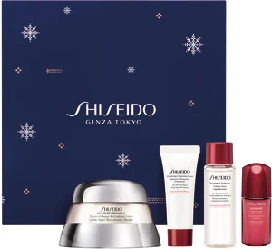 SHISEIDO BIO PERFORMANCE GLOW סט קרם לחות + קצף ניקוי + מי ריכוך + סרום מרוכז