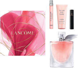LANCOME La vie est belle סט א.ד.פ + קרם גוף + א.ד.פ + מסקרה היפנוז לאשה