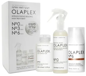 OLAPLEX סט קרם משקם לעיצוב השיער מספר 6 + טיפול אינטנסבי לשיקום סיב השיער מספר 0 + הייר פרפקטור מספר 3 + מברשת שיער