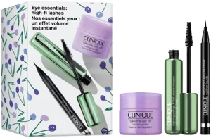 CLINIQUE HIGH FI סט מסקרה מעבה מאריכה + טוש איילנר + מסיר איפור פנים ועיניים