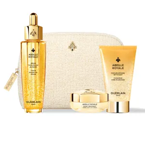 GUERLAIN ABEILLE ROYALE סט סרום + מוס ניקוי + קרם פנים + תיק יוקרתי