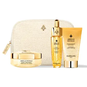 GUERLAIN ABEILLE ROYALE סט קרם לחות + סרום + מוס ניקוי + תיק יוקרתי