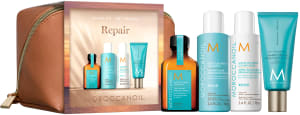 MOROCCANOIL סט נסיעות לטיפול בשיער פגום: שמפו + מרכך + שמן טיפולי + קרם ידיים