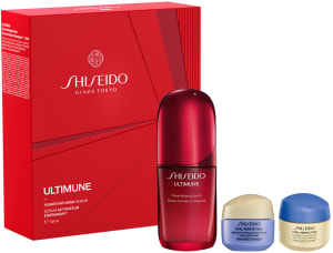 SHISEIDO ULTIMUNE סט סרום לחיזוק העור + קרם לחות + קרם לילה