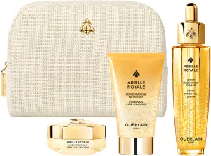 GUERLAIN ABEILLE ROYALE סט סרום + מוס ניקוי + קרם פנים + תיק יוקרתי