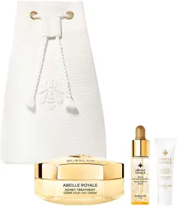 GUERLAIN ABEILLE ROYALE סט קרם לחות + סרום + קרם עיניים + תיק יוקרתי