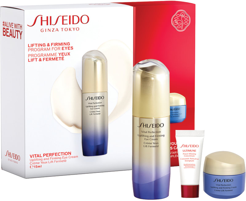 SHISEIDO VITAL PERFECTION קיט קרם עיניים + סרום + קרם יום