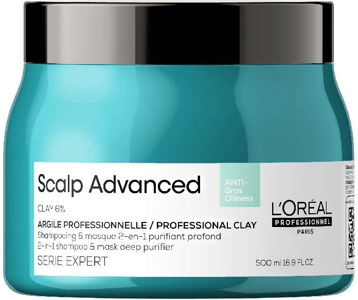 L'OREAL PROFESSIONNEL SCALP מסכת חימר 2 ב-1 למניעת קרקפת שומנית