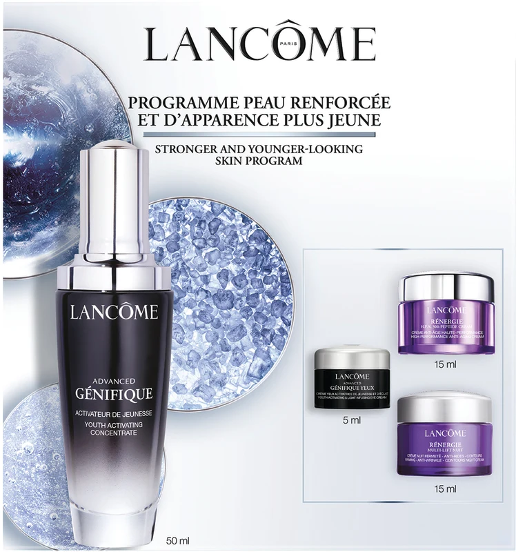 LANCOME GENIFIQUE מארז סרום + קרם לילה + קרם יום + קרם עיניים