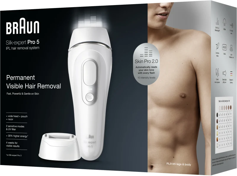 BRAUN IPL 5 מכשיר להפחתת שיער לצמיתות לגבר