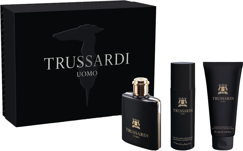 TRUSSARDI UOMO סט א.ד.ט + ג'ל רחצה  + דאודורנט ספריי לגבר