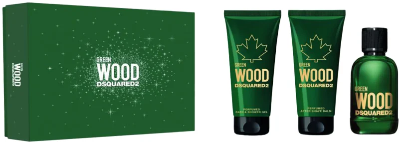 DSQUARED2 WOOD 2 GREEN POUR HOMME סט א.ד.ט + ג'ל רחצה + אפטר שייב באלם לגבר