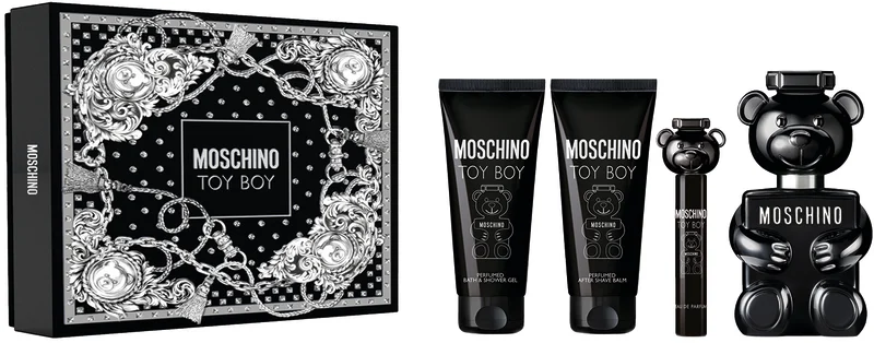 MOSCHINO TOYBOY סט א.ד.פ + ג'ל רחצה + אפטר שייב באלם +  א.ד.פ לגבר