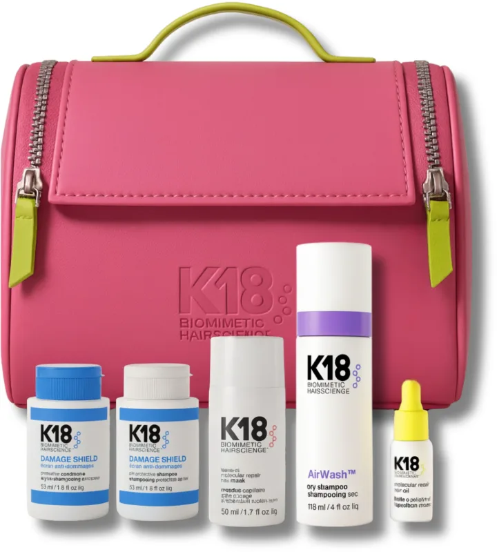 K18 REPAIR&REFRESH ערכה לתיקון וריענון השיער המכיל : מסכה + שמפו + שמפו + מרכך + תיק מהודר
