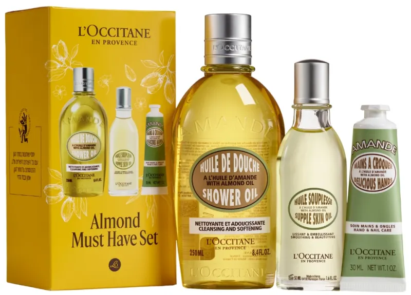 L'OCCITANE ALMOND סט שמן רחצה + שמן גוף + קרם ידיים