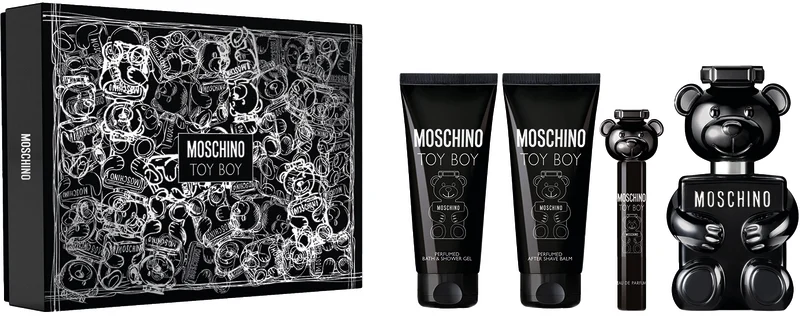 MOSCHINO TOYBOY סט א.ד.פ + ג'ל רחצה + אפטר שייב באלם +  א.ד.פ לגבר