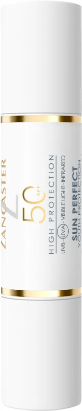 LANCASTER SUN PERFECT יוט' פרוטקשן סטיק דו צדדי שקוף ועם גוון 50 SPF כנגד קמטים וכהויות