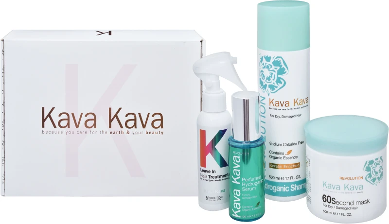 KAVA KAVA 60SECONDS סט מסכה 60 שניות + שמפו הידרוגני + סרום הידרוגני + טיפול משקם לשיער