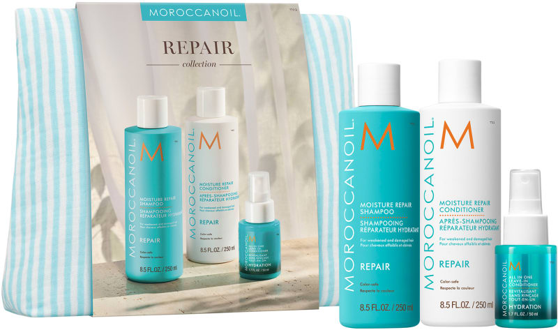 MOROCCANOIL REPAIR סט לטיפוח השיער מסדרת השיקום : שמפו + מרכך + מרכך ללא שטיפה