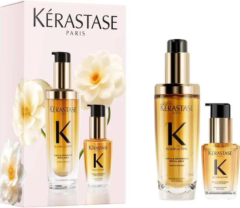 KERASTASE ELIXIR ULTIME סט שמן מולטי תכליתי + שמן מולטי תכליתי באריזה הניתנת למילוי חוזר