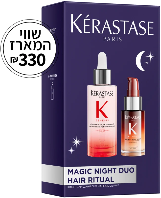 KERASTASE GENESIS סט סרום מחזק לשיער + סרום לילה לשיער יבש